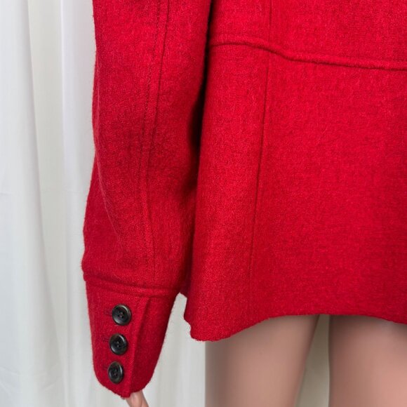 Women's Talbots Plus Mid Length Boucle Wool Blend Coat Jacket Sz 14W Bright Red - Picture 13 of 14